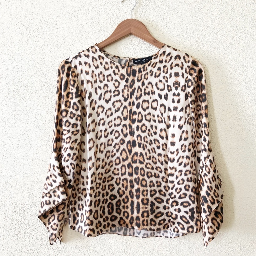 Generation Love Silk Leopard Print Blouse XS